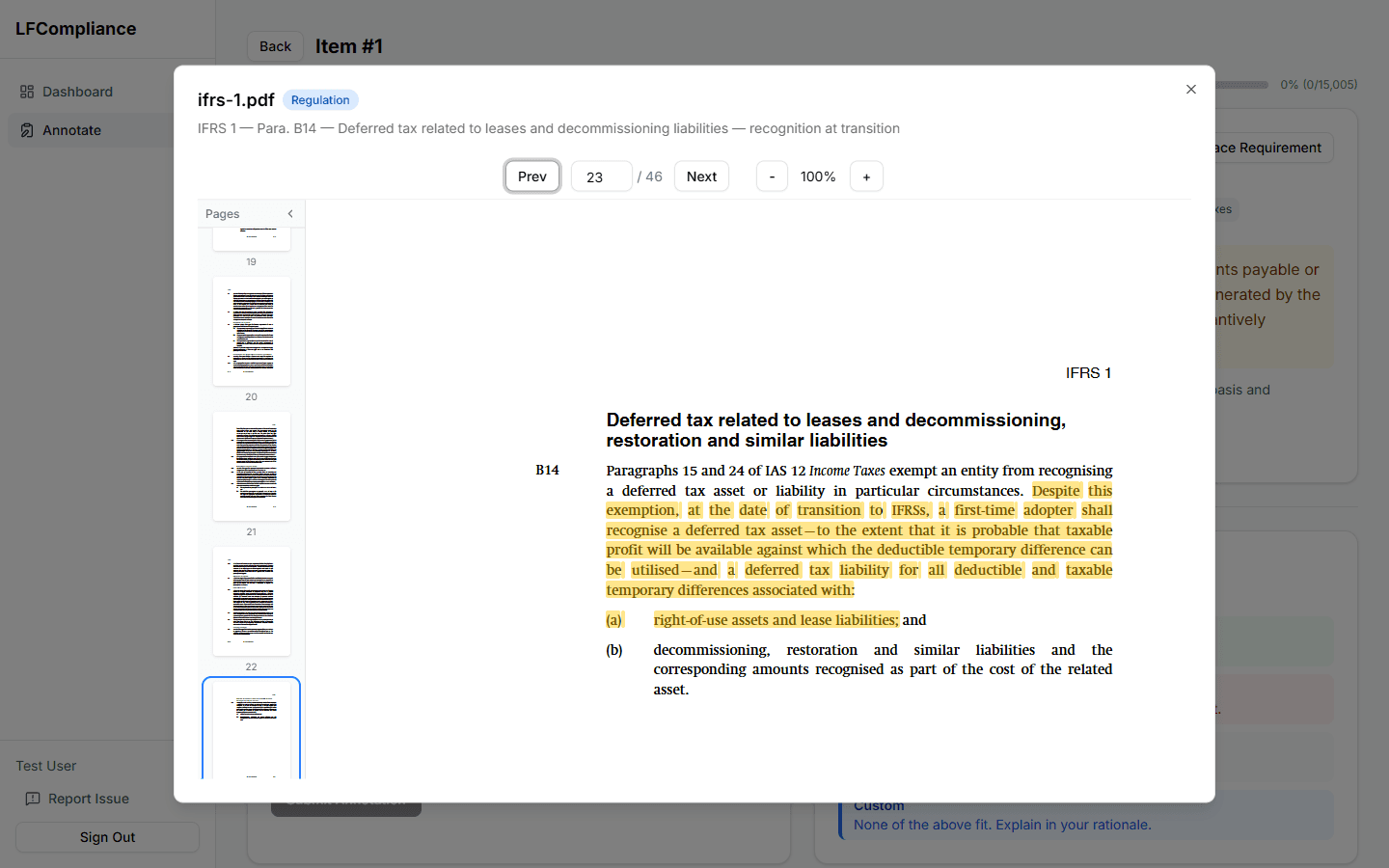 PDF viewer showing an IFRS document